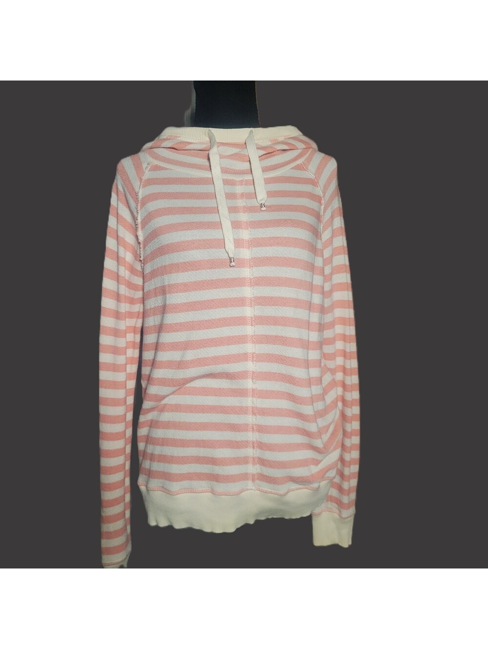 Lucky Lotus (Lucky Brand) Stiped Hooded sweatshirt Lt Coral/Cream - Size M
